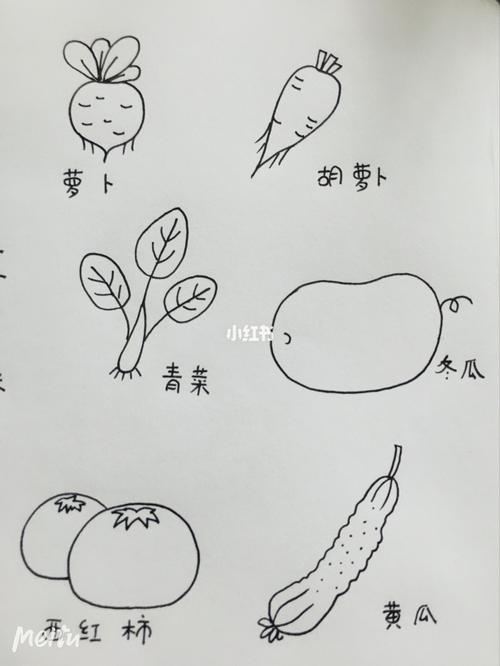 农村儿童种蔬菜简笔画