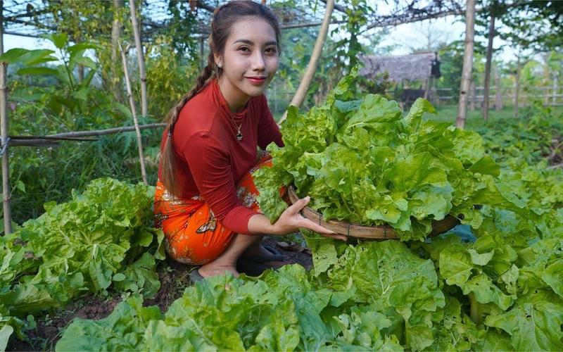 泰国农村姑娘吃蔬菜吗